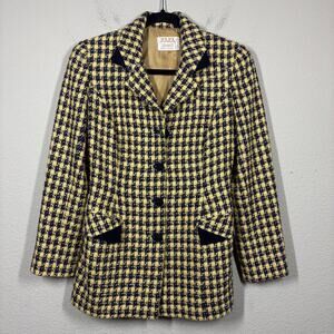 Zaza Girls Textured Gingham Blazer Jacket Dress Yellow Black Button Up Pockets